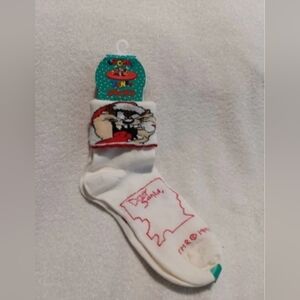 Vintage Looney tunes dear santa Christmas cuff socks